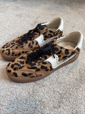 Dolce Vita Leopard Print Casual Sneakers with White Accent